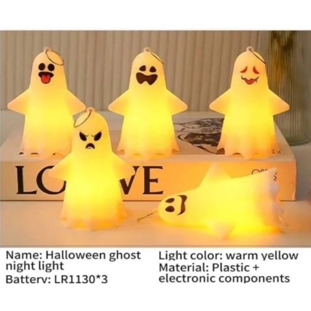 5 Piece Led Light-Up Devil Ghosts Lamps Small Halloween Decorations Night Lights